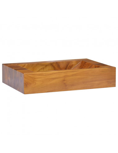 Lavabo in Legno Massello di Teak 50x35x10 cm