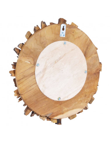Specchio da Parete 40 cm in Legno di Teak Rotondo