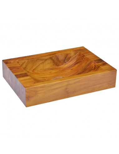 Lavabo in Legno Massello di Teak 50x35x10 cm