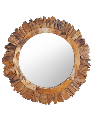 Specchio da Parete 60 cm in Legno di Teak Rotondo