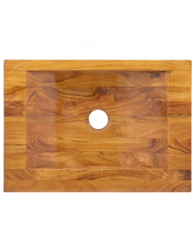 Lavabo in Legno Massello di Teak 50x35x10 cm