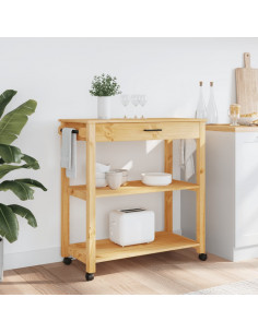 Carrello da Cucina MONZA 84x40x88,5 cm in Legno Massello di Pino 2