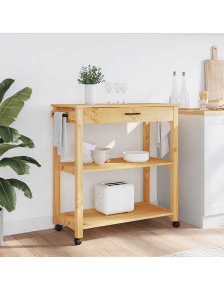 Carrello da Cucina MONZA 84x40x88,5 cm in Legno Massello di Pino