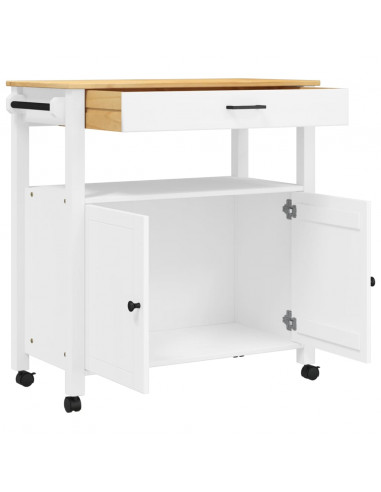 Carrello da Cucina MONZA 84x40x88,5 cm in Legno Massello di Pino