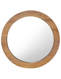 Specchio da Parete 60 cm in Legno di Teak Rotondo 2