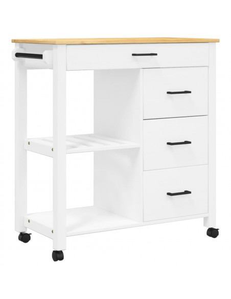 Carrello da Cucina MONZA 84x40x90 cm in Legno Massello di Pino
