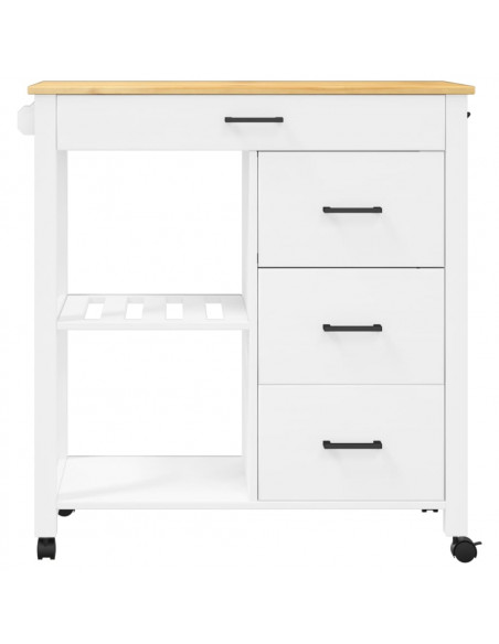 Carrello da Cucina MONZA 84x40x90 cm in Legno Massello di Pino