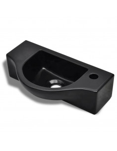 Lavandino Bagno in Ceramica Nera con Foro per Rubinetto 2