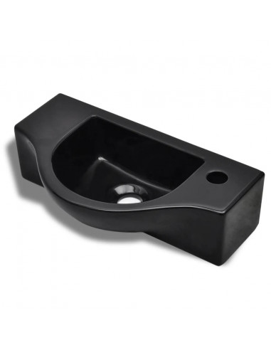 Lavandino Bagno in Ceramica Nera con Foro per Rubinetto