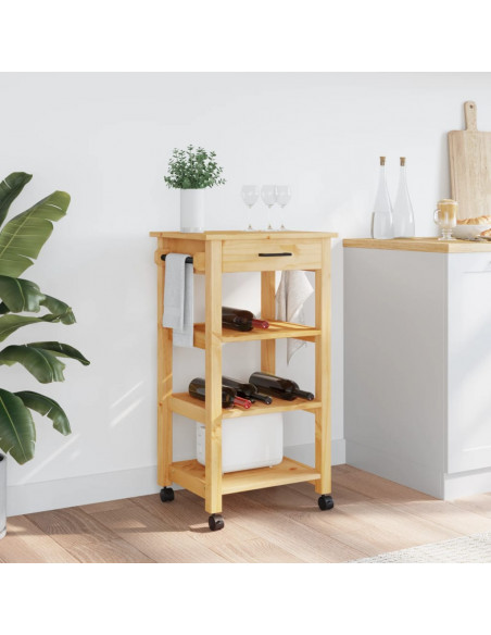 Carrello da Cucina MONZA 48x40x90 cm in Legno Massello di Pino