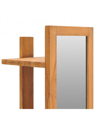 Specchio da Parete con Mensole 30x30x120 cm in Massello di Teak