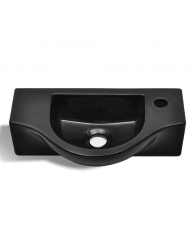 Lavandino Bagno in Ceramica Nera con Foro per Rubinetto