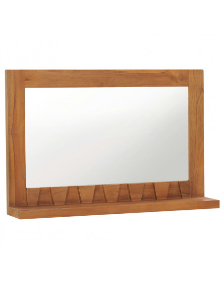 Specchio da Parete con Mensola 60x12x40 cm in Massello di Teak