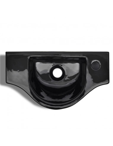 Lavandino Bagno in Ceramica Nera con Foro per Rubinetto