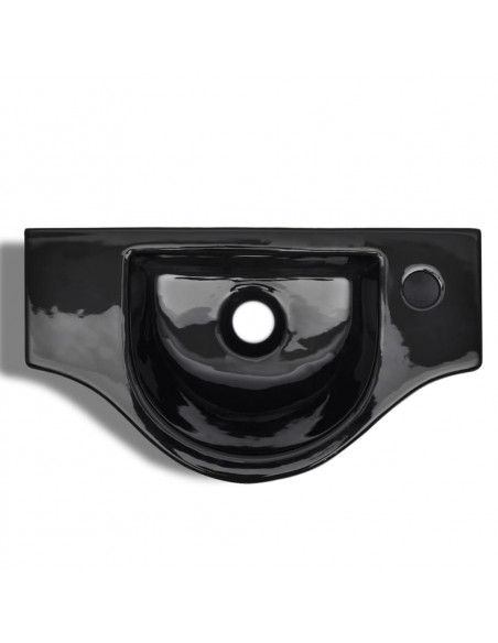 Lavandino Bagno in Ceramica Nera con Foro per Rubinetto