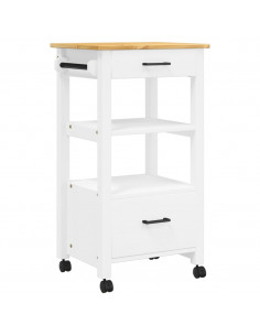 Carrello da Cucina MONZA 48x40x90 cm in Legno Massello di Pino 2