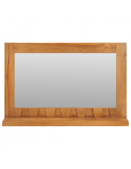 Specchio da Parete con Mensola 60x12x40 cm in Massello di Teak
