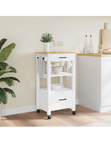 Carrello da Cucina MONZA 48x40x90 cm in Legno Massello di Pino