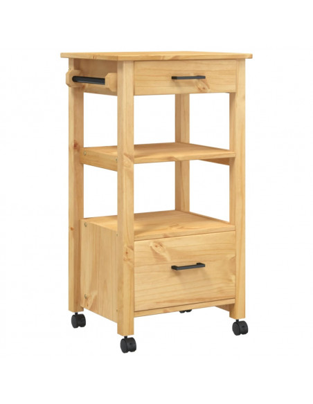 Carrello da Cucina MONZA 48x40x90 cm in Legno Massello di Pino