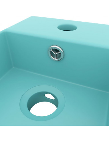 Lavandino con Troppopieno in Ceramica Verde Chiaro