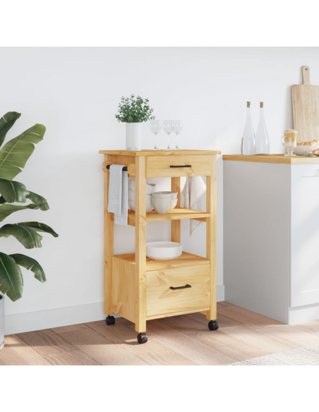 Carrello da Cucina MONZA 48x40x90 cm in Legno Massello di Pino