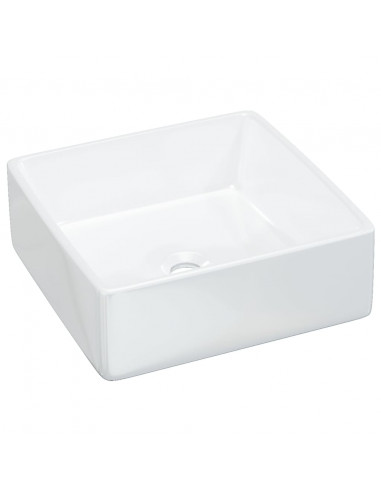 Lavandino Bianco 37x37x13 cm in Ceramica Quadrato