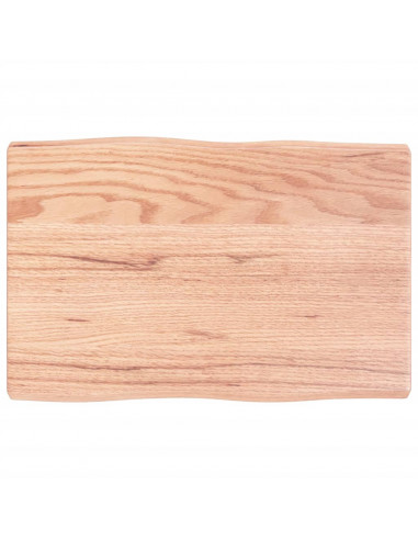 Piano Tavolo Marrone Chiaro 60x40x(2-4) cm Rovere Non Trattato