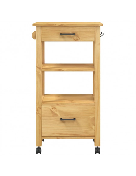 Carrello da Cucina MONZA 48x40x90 cm in Legno Massello di Pino
