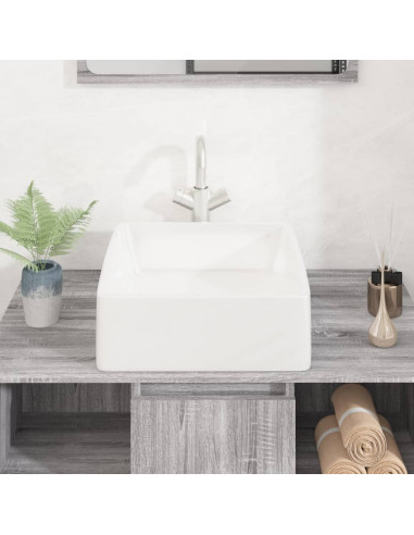 Lavandino Bianco 37x37x13 cm in Ceramica Quadrato