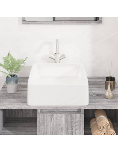 Lavandino Bianco 37x37x13 cm in Ceramica Quadrato