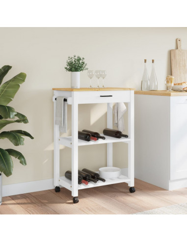 Carrello da Cucina MONZA 60x40x90 cm in Legno Massello di Pino