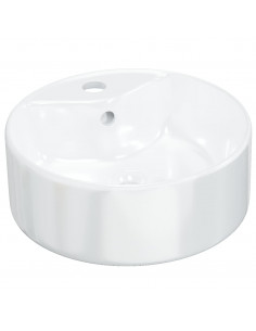 Lavandino Bianco 40x14,5 cm in Ceramica Rotondo 2