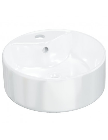 Lavandino Bianco 40x14,5 cm in Ceramica Rotondo