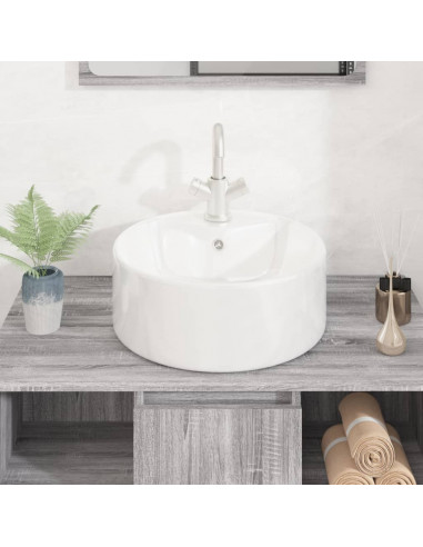 Lavandino Bianco 40x14,5 cm in Ceramica Rotondo