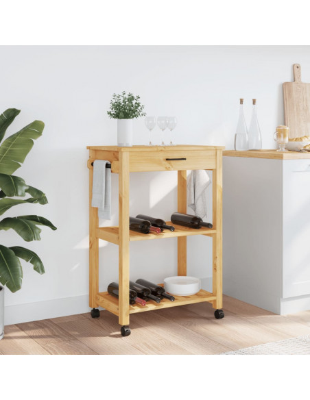 Carrello da Cucina MONZA 60x40x88,5 cm in Legno Massello di Pino