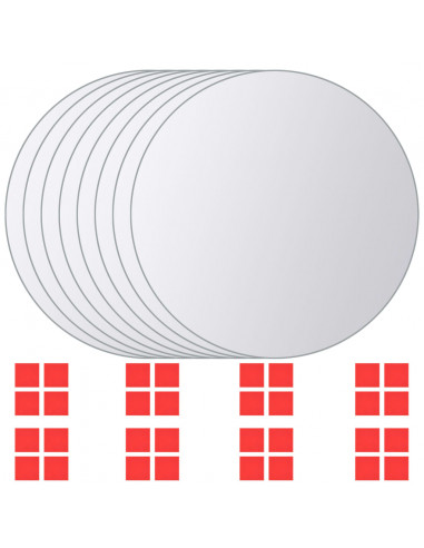 Piastrelle a Specchio 16 pz Rotonde in Vetro