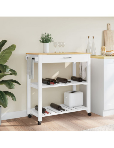 Carrello da Cucina MONZA 84x40x90 cm in Legno Massello di Pino