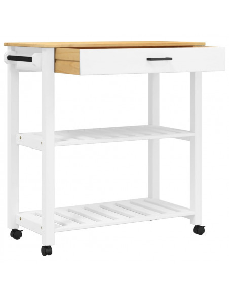 Carrello da Cucina MONZA 84x40x90 cm in Legno Massello di Pino