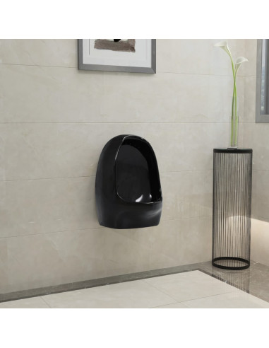 Orinatoio Sospeso con Sciacquone in Ceramica Nero