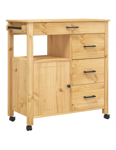 Carrello da Cucina MONZA 84x40x90 cm in Legno Massello di Pino