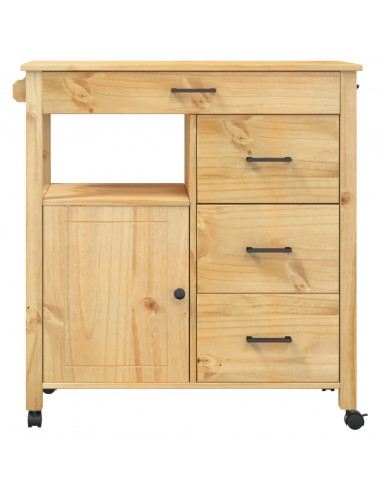 Carrello da Cucina MONZA 84x40x90 cm in Legno Massello di Pino