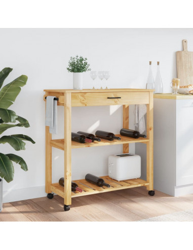 Carrello da Cucina MONZA 84x40x88,5 cm in Legno Massello di Pino