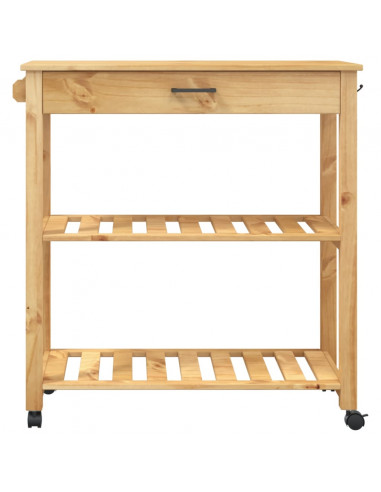 Carrello da Cucina MONZA 84x40x88,5 cm in Legno Massello di Pino