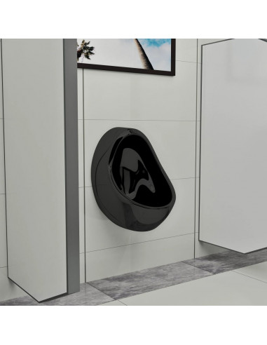 Orinatoio Sospeso con Sciacquone in Ceramica Nero