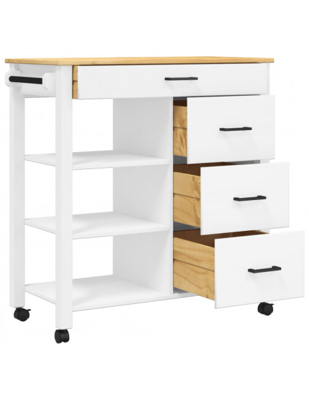 Carrello da Cucina MONZA 84x40x88,5 cm in Legno Massello di Pino