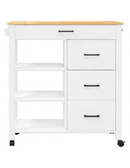 Carrello da Cucina MONZA 84x40x88,5 cm in Legno Massello di Pino