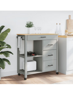 Carrello da Cucina MONZA 84x40x88,5 cm in Legno Massello di Pino 2