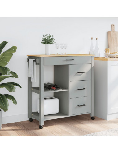 Carrello da Cucina MONZA 84x40x88,5 cm in Legno Massello di Pino