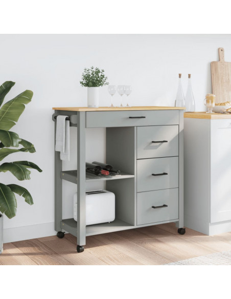 Carrello da Cucina MONZA 84x40x88,5 cm in Legno Massello di Pino