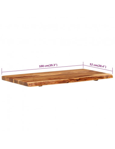 Piano per Vanità Bagno in Massello di Acacia 100x52x3,8 cm